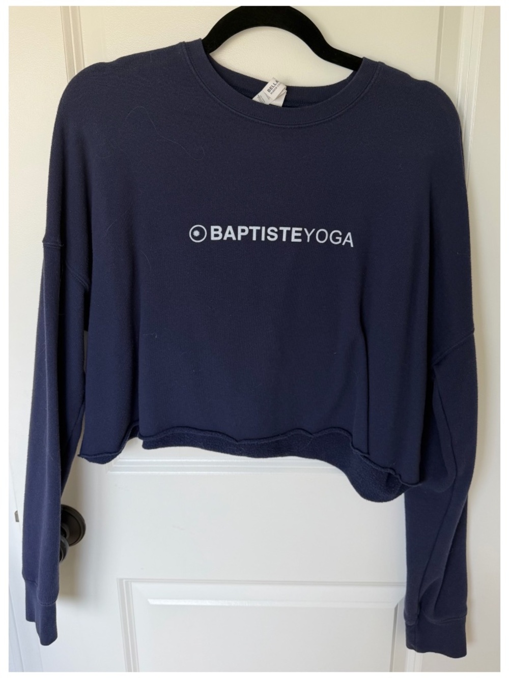 Baptiste Yoga Cropped Sweatshirt Navy Blue Size Large